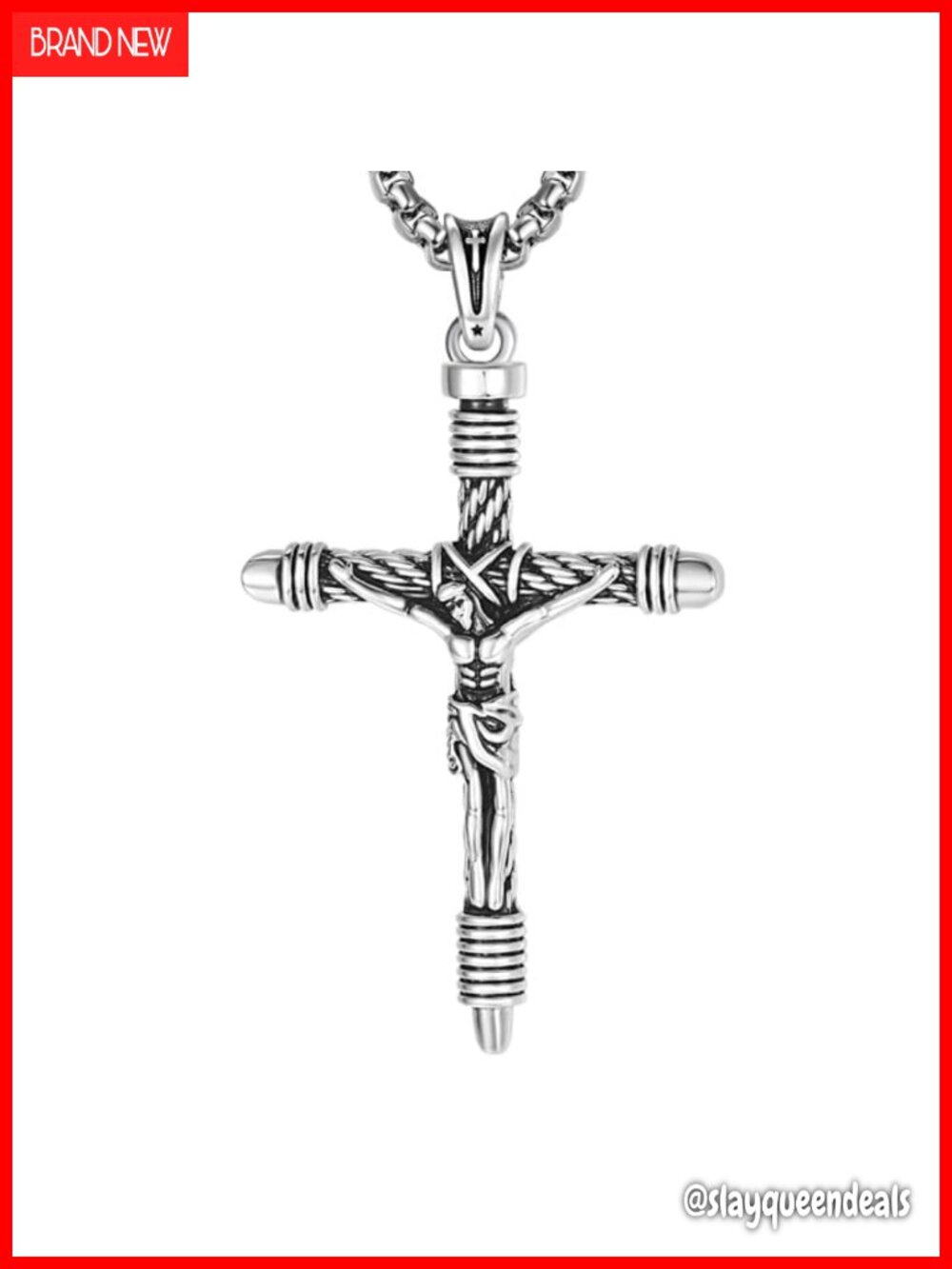 925 Sterling Silver Crucifix Cross Pendant Necklace 22in Christian Gift